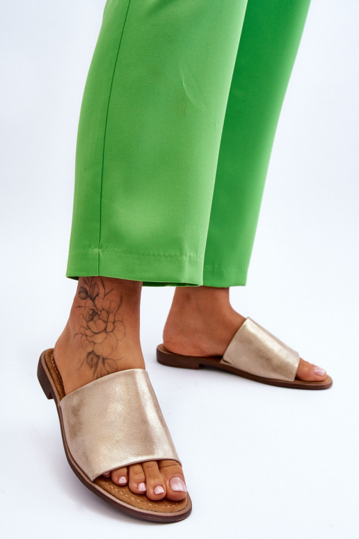 Sieviešu Āda gluda Čības Zelta krāsas Cerise