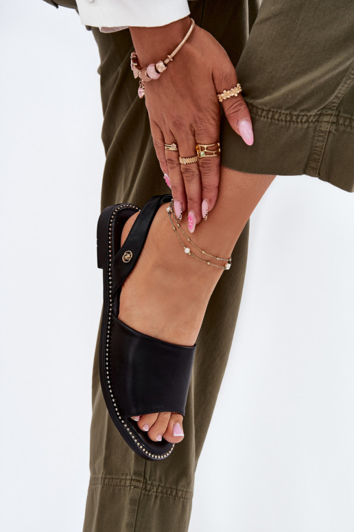 Sieviešu basenes ar platiem papēžiem Eko Āda melnas krāsas Dereka