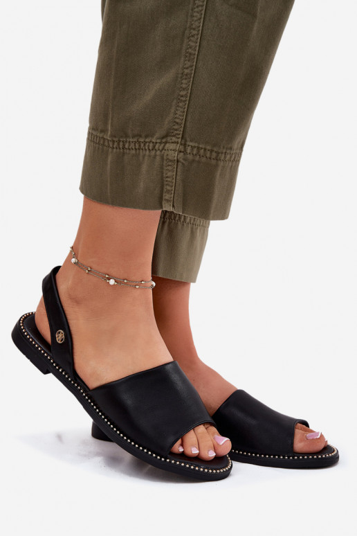 Sieviešu basenes ar platiem papēžiem Eko Āda melnas krāsas Dereka