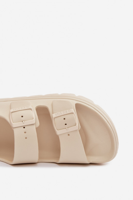 Vieglas čības uz pirksta Sieviešu basenes ar platformu Big Star TT274A032 Ziloņkaula krāsas