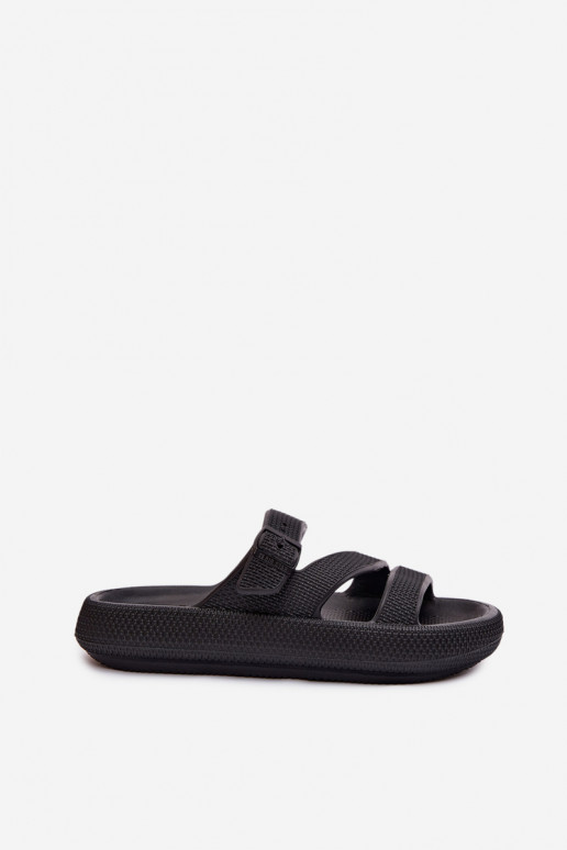 Vieglas čības uz pirksta sieviešu čības Ar svītrām I ar sprādzēm Big Star TT274A037 melnas krāsas