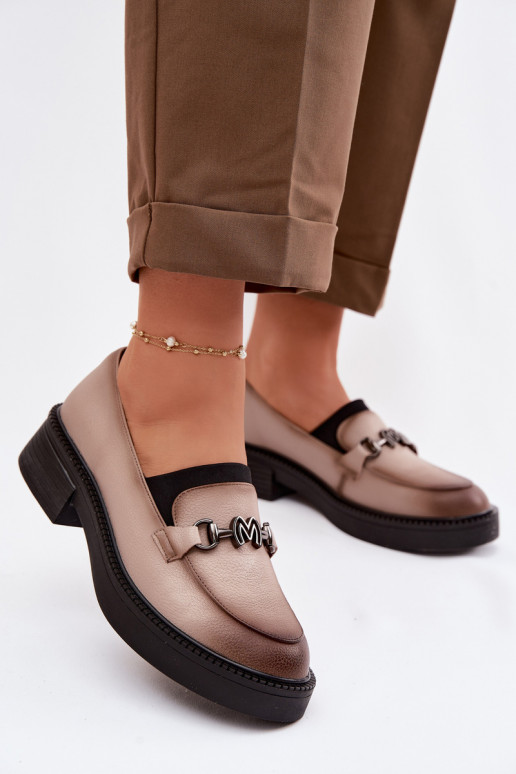 Āda sieviešu mokasīni Ar greznu Detalem Vinceza 39985 smilšu krāsas