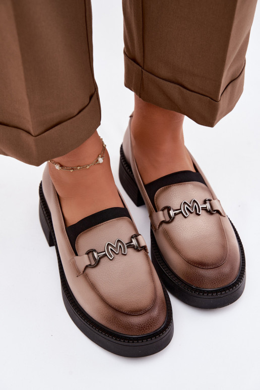 Āda sieviešu mokasīni Ar greznu Detalem Vinceza 39985 smilšu krāsas