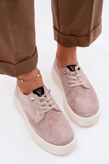 zamšādas apavi Sieviešu ar platformu Vinceza 79605 smilšu krāsas