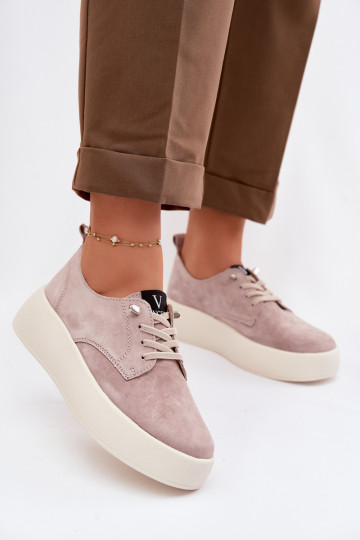 zamšādas apavi Sieviešu ar platformu Vinceza 79605 smilšu krāsas 2