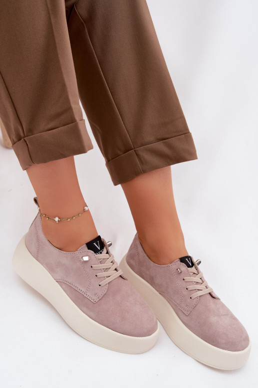 zamšādas apavi Sieviešu ar platformu Vinceza 79605 smilšu krāsas