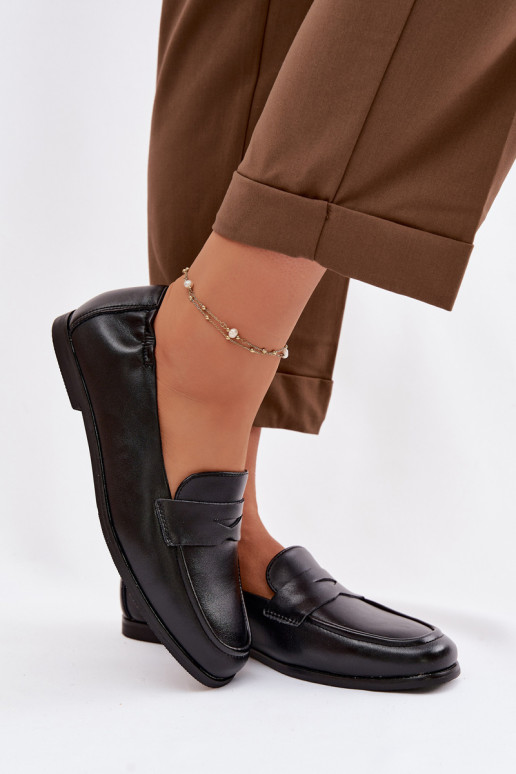 MokasīniIeslēgtsturalnej Skóry Vinceza 18121 melnas krāsas