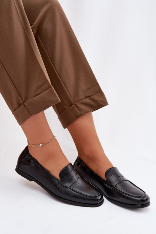 MokasīniIeslēgtsturalnej Skóry Vinceza 18121 melnas krāsas