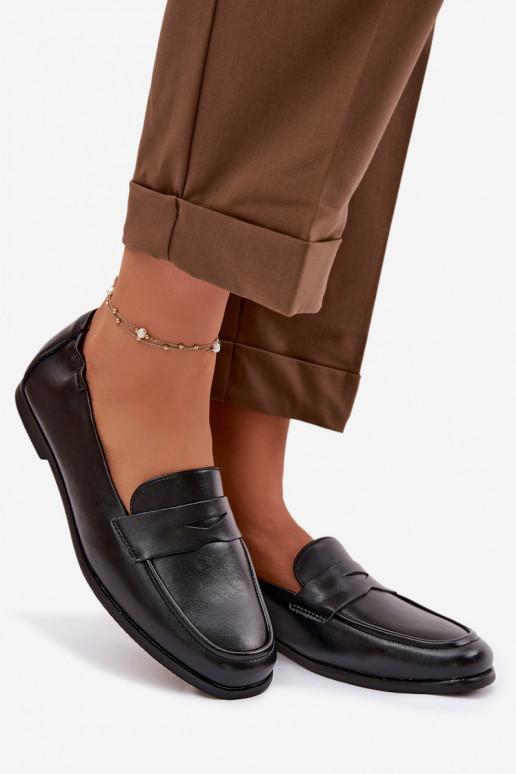 MokasīniIeslēgtsturalnej Skóry Vinceza 18121 melnas krāsas