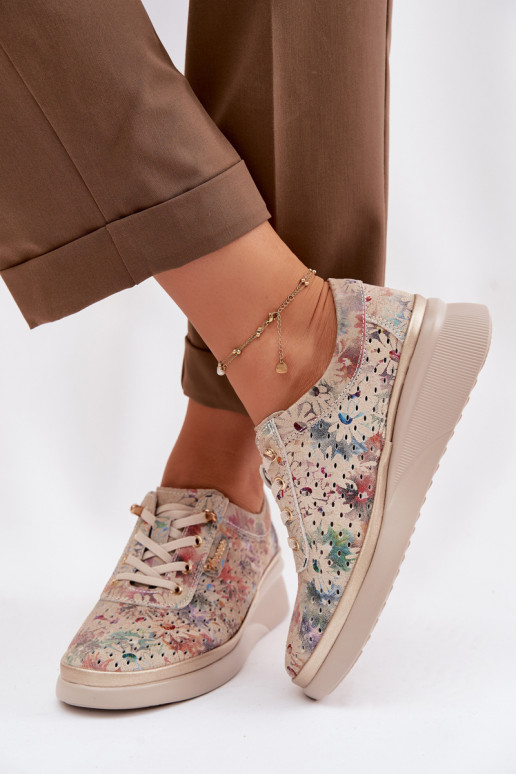 Ažūra zamšādas apavi Sieviešu Vinceza 79603 smilšu krāsas