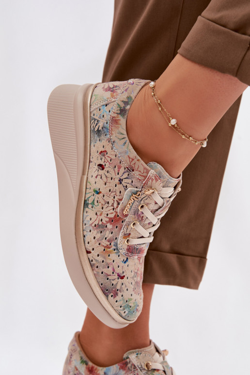 Ažūra zamšādas apavi Sieviešu Vinceza 79603 smilšu krāsas