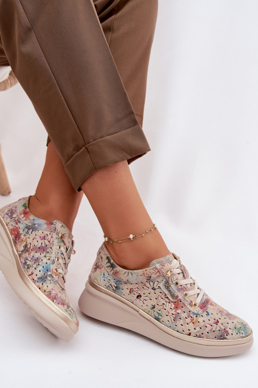 Ažūra zamšādas apavi Sieviešu Vinceza 79603 smilšu krāsas