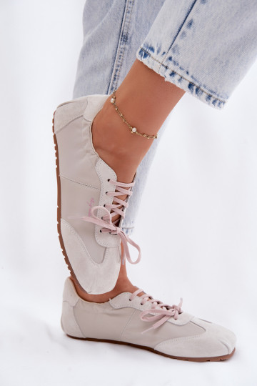 zamšādas Sneakers modeļa apavi Zema sieviešu Big Star TT274599 smilšu krāsas