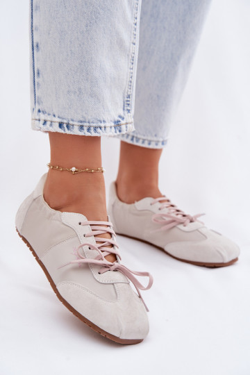 zamšādas Sneakers modeļa apavi Zema sieviešu Big Star TT274599 smilšu krāsas 2