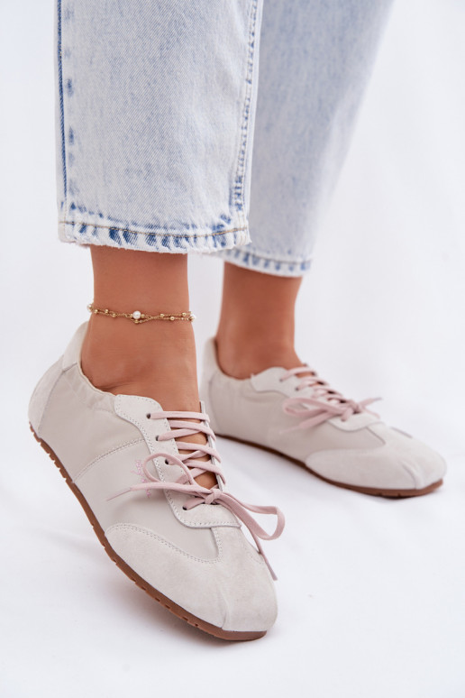 zamšādas Sneakers modeļa apavi Zema sieviešu Big Star TT274599 smilšu krāsas