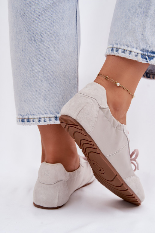 zamšādas Sneakers modeļa apavi Zema sieviešu Big Star TT274599 smilšu krāsas