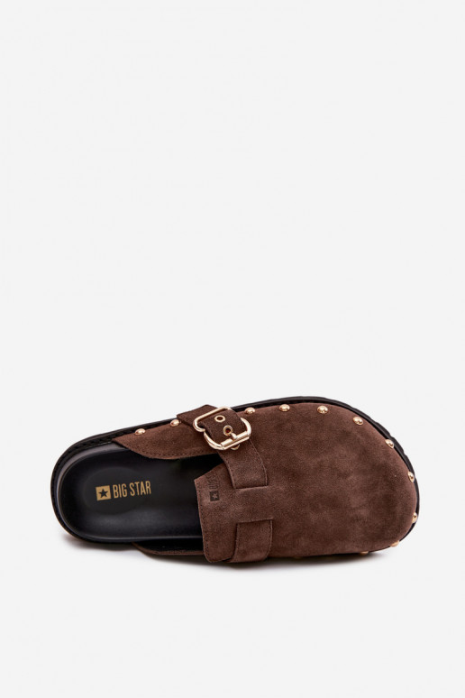 Čības Tukšas zamšādas ar platformu ar kniedēm I ar sprādzēm Big Star TT274952 CzekoladoIne