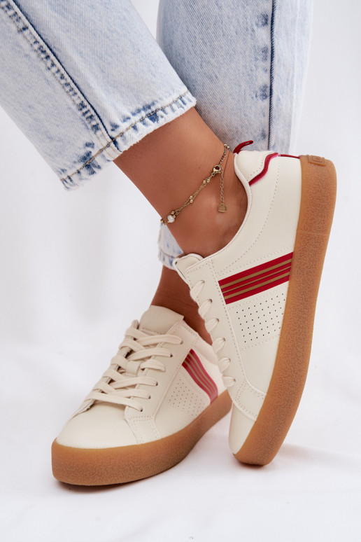 Eko Āda Sneakers modeļa apavi Sieviešu Big Star TT274307 Ziloņkaula krāsas