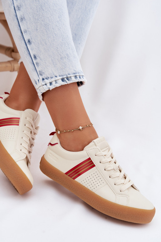 Eko Āda Sneakers modeļa apavi Sieviešu Big Star TT274307 Ziloņkaula krāsas