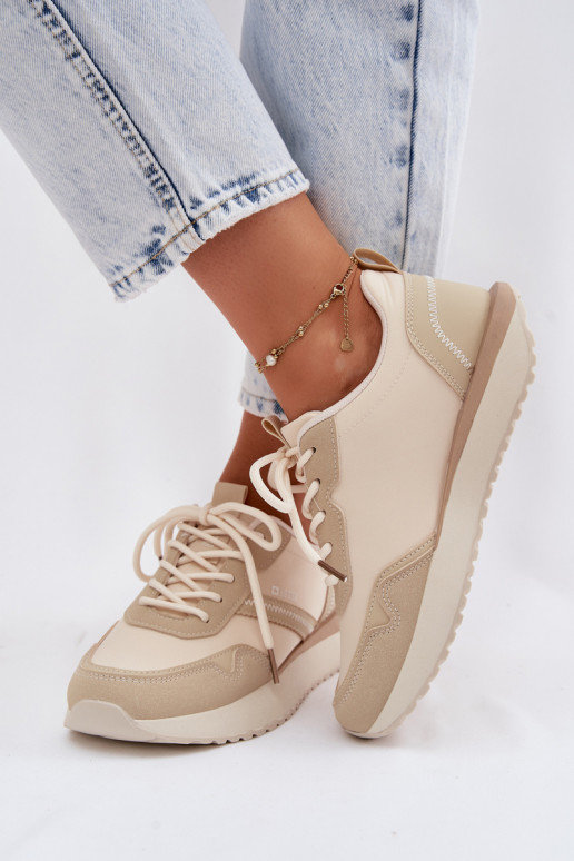 Sneakers modeļa apavi Sieviešu ar platformu Big Star TT274278 smilšu krāsas