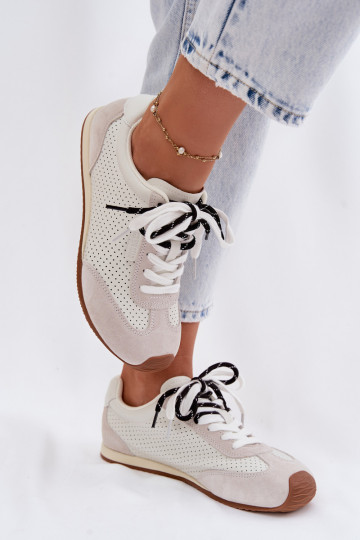 Āda zamšādas Sneakers modeļa apavi Sieviešu Big Star TT274555 baltas krāsas