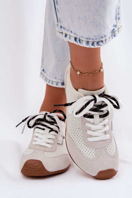 Āda zamšādas Sneakers modeļa apavi Sieviešu Big Star TT274555 baltas krāsas