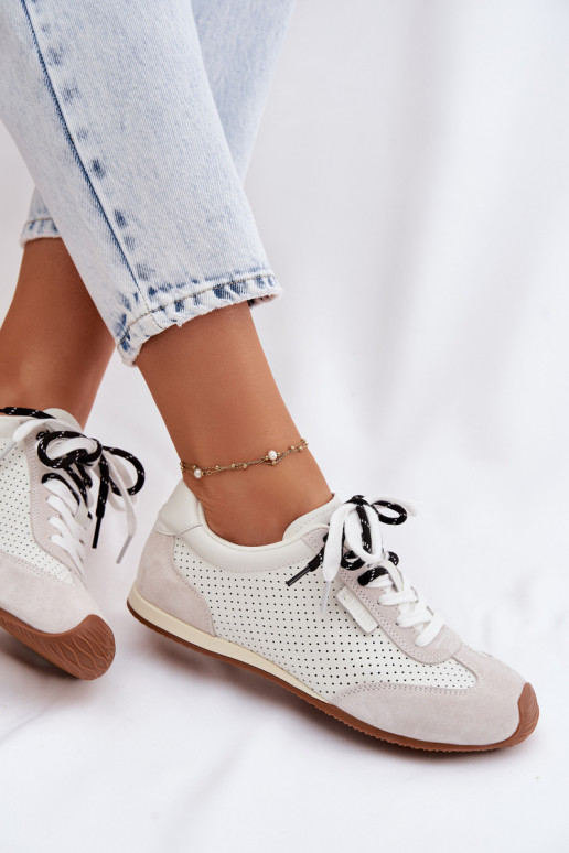 Āda zamšādas Sneakers modeļa apavi Sieviešu Big Star TT274555 baltas krāsas