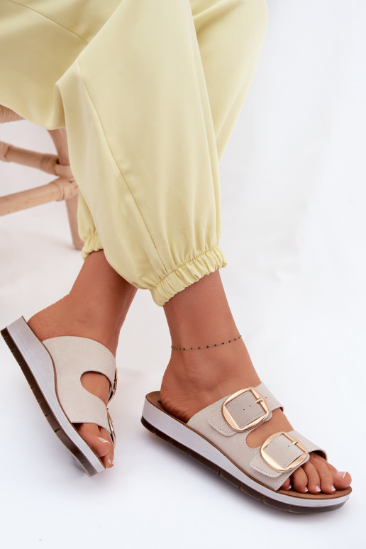 sieviešu čības Ze Zelta krāsasmi ar sprādzēmmi Inblu CP000061 smilšu krāsas