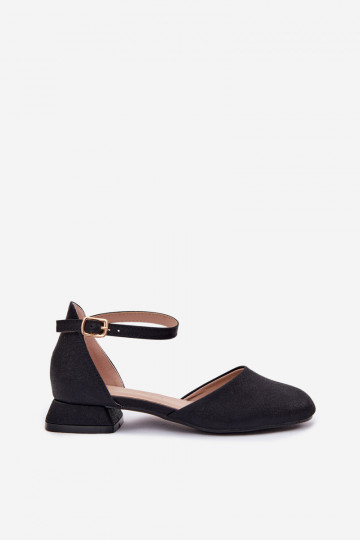 Bērnu apavi Spīdīgas sandales Uz Zema Papēža melnas krāsas Nelly 2