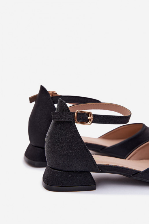 Bērnu apavi Spīdīgas sandales Uz Zema Papēža melnas krāsas Nelly