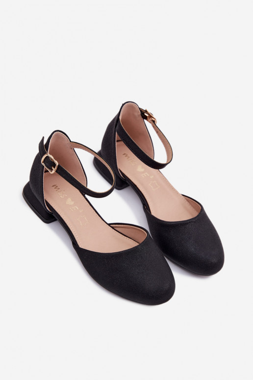 Bērnu apavi Spīdīgas sandales Uz Zema Papēža melnas krāsas Nelly