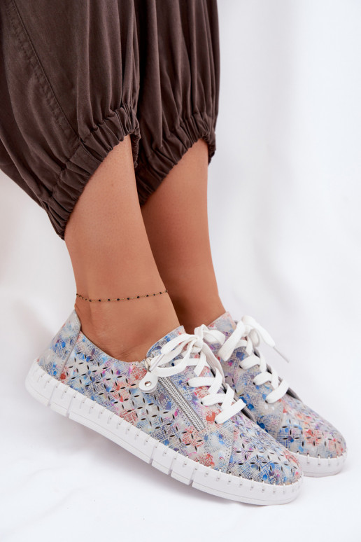 Ažūrs apaviIeslēgtsturalnego zamšādasu Sudraba krāsas Kamelia