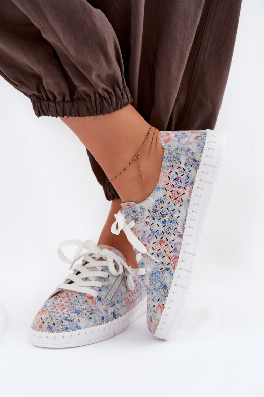 Ažūrs apaviIeslēgtsturalnego zamšādasu Sudraba krāsas Kamelia