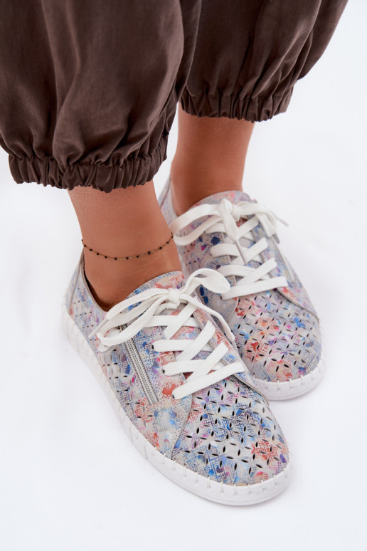 Ažūrs apaviIeslēgtsturalnego zamšādasu Sudraba krāsas Kamelia