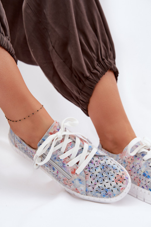 Ažūrs apaviIeslēgtsturalnego zamšādasu Sudraba krāsas Kamelia