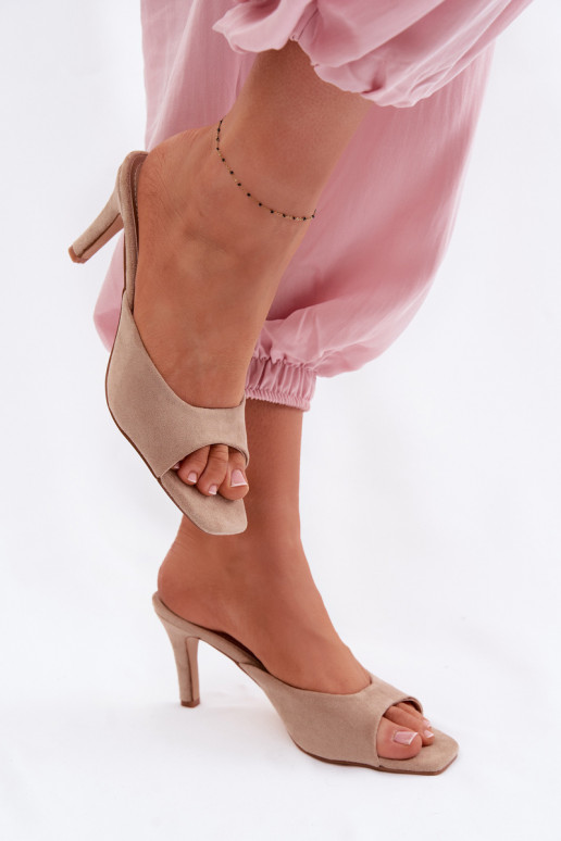 sieviešu čības Ieslēgts Smukłym Obcasie smilšu krāsas Revina