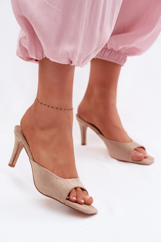 sieviešu čības Ieslēgts Smukłym Obcasie smilšu krāsas Revina