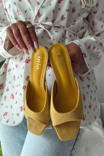 sieviešu čības Ieslēgts Smukłym Obcasie Dzelteni Revina