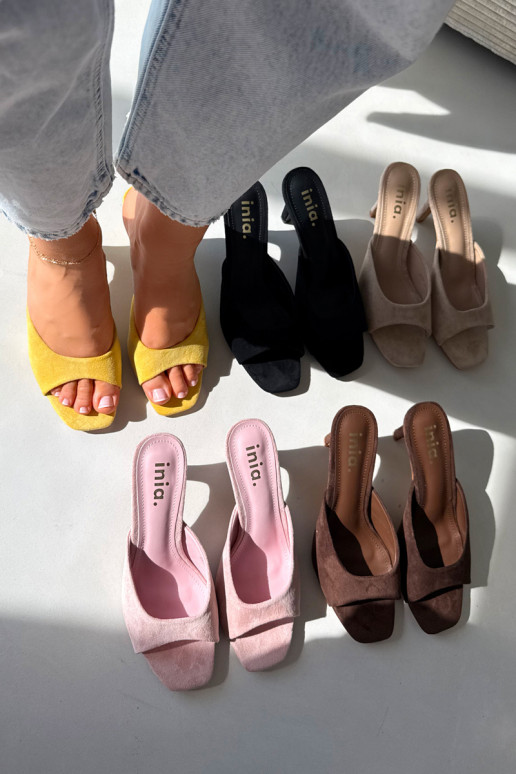 sieviešu čības Ieslēgts Smukłym Obcasie Dzelteni Revina