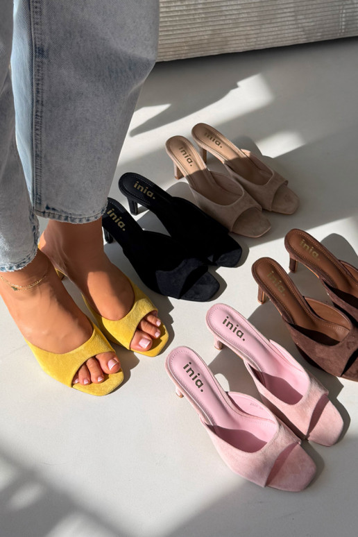 sieviešu čības Ieslēgts Smukłym Obcasie Dzelteni Revina