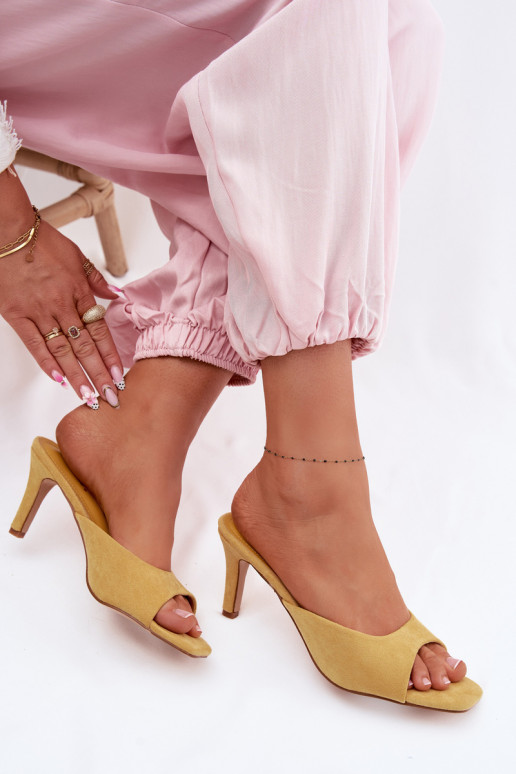 sieviešu čības Ieslēgts Smukłym Obcasie Dzelteni Revina