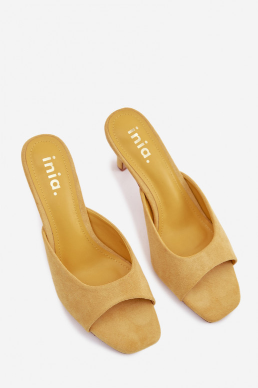 sieviešu čības Ieslēgts Smukłym Obcasie Dzelteni Revina