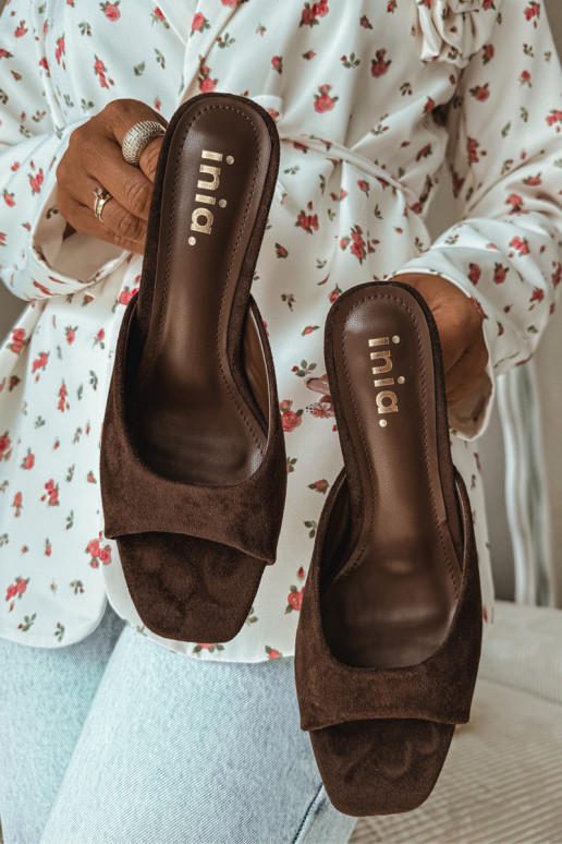 sieviešu čības Ieslēgts Smukłym Obcasie CzekoladoIne Revina