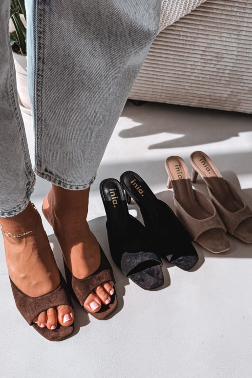 sieviešu čības Ieslēgts Smukłym Obcasie CzekoladoIne Revina