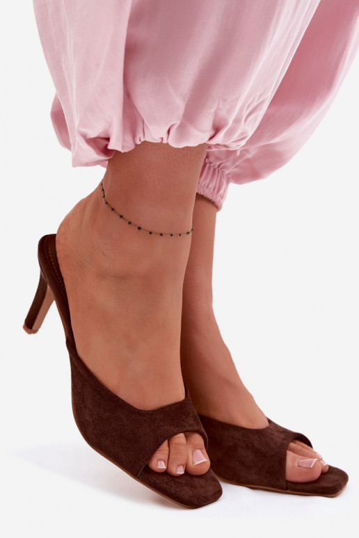 sieviešu čības Ieslēgts Smukłym Obcasie CzekoladoIne Revina