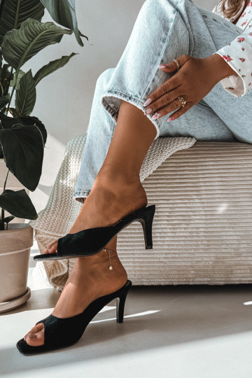 sieviešu čības Ieslēgts Smukłym Obcasie melnas krāsas Revina 2