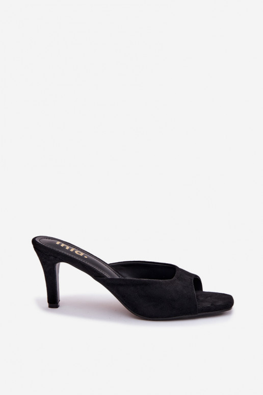 sieviešu čības Ieslēgts Smukłym Obcasie melnas krāsas Revina