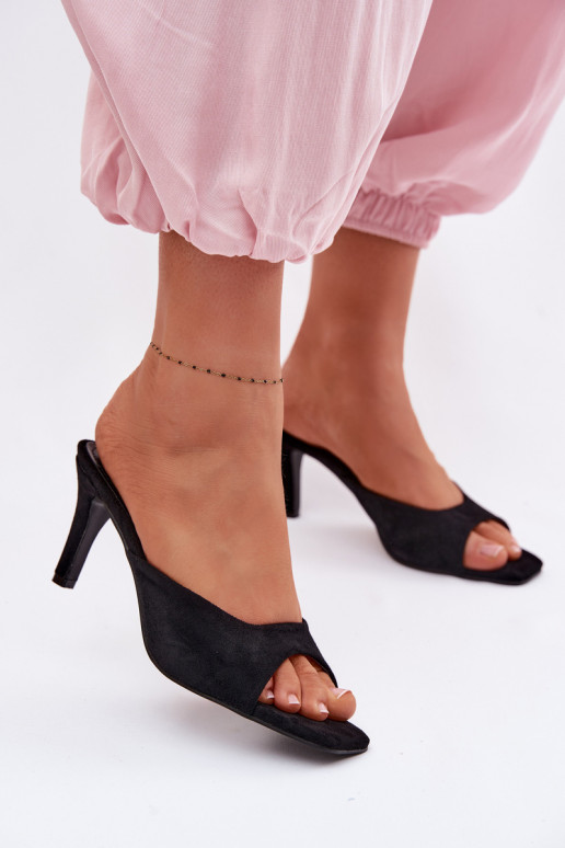 sieviešu čības Ieslēgts Smukłym Obcasie melnas krāsas Revina