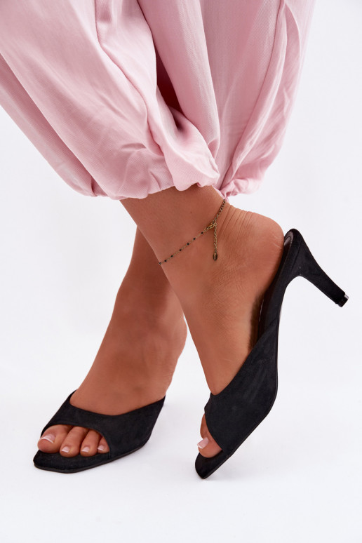 sieviešu čības Ieslēgts Smukłym Obcasie melnas krāsas Revina