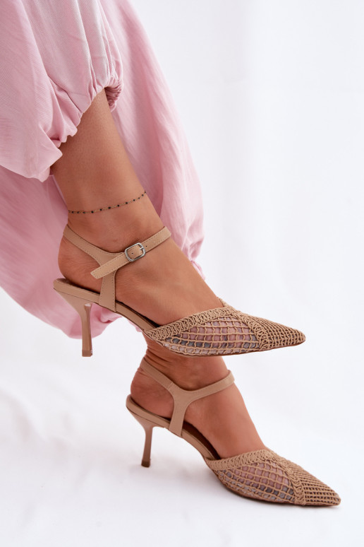 rakstainas basenes ar tīkliņu ar papēdi brūnas krāsas Idira